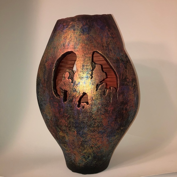 OOAK Original Tom Krueger Art Raku Pottery - Picture 1 of 8